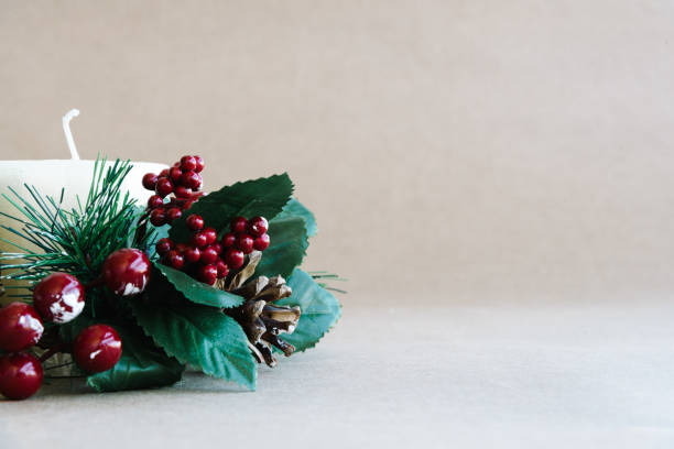 istock Christmas holiday ornaments on rustic background 876867898