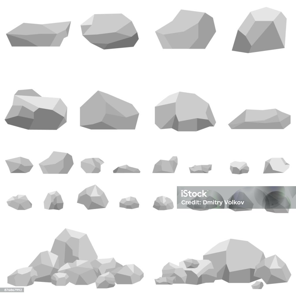Pierres, pierres de grandes et petites, un ensemble de pierres. - clipart vectoriel de Roc libre de droits