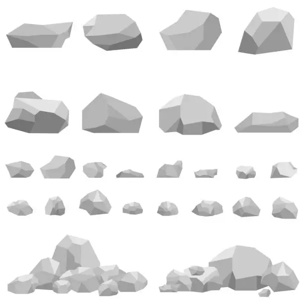 Vector illustration of Stones, large and small stones, a set of stones.