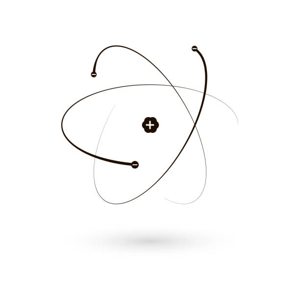 illustrazioni stock, clip art, cartoni animati e icone di tendenza di struttura dell'atomo. icona atomica. illustrazione vettoriale - ellisse illustrazioni