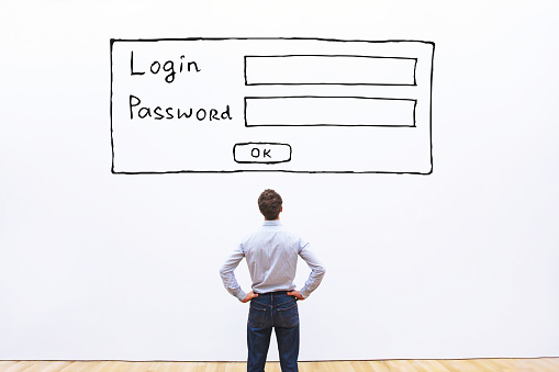 login and password, data protection and cyber security concept