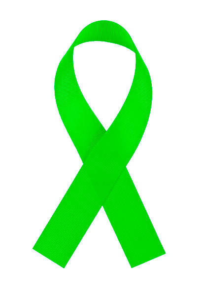 istock Green awareness ribbon isolated on a white background 876874008