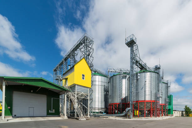 istock Large steel silos, storage of grain 876874116