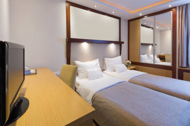 istock Interior of a hotel bedroom 876875654