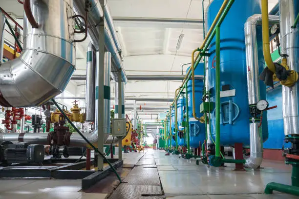 Photo of A modern boiler room. Water filtration shop