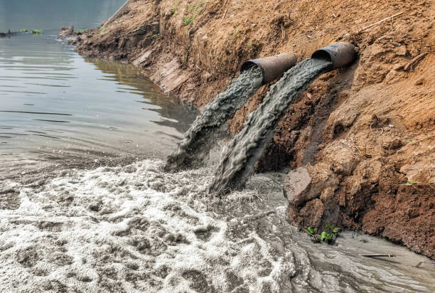 water pollution in river. water pollution in river because industrial not treatment wastewater before drain. environmental damage stock pictures, royalty-free photos & images
