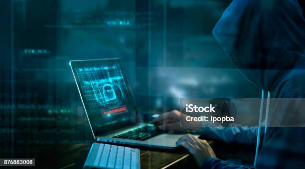 Cyber Attack Or Computer Crime Hacking Password On A Dark Background Stock Photo - Download Image Now