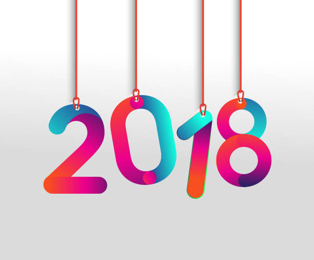 istock 2018 modern and colorful type, happy new year 2018 sign with abstract background, vector illustration 876887552