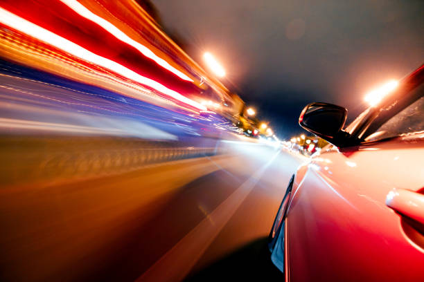 istock Car on the road with motion blur background. 876890904