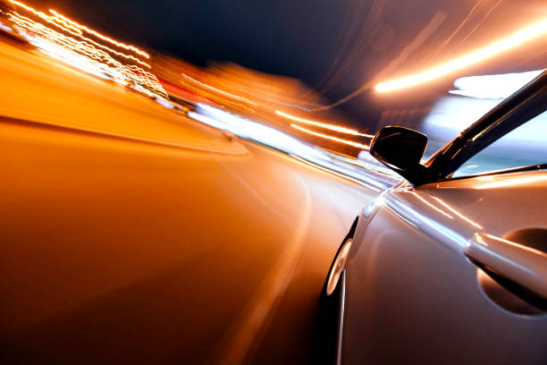 istock Car on the road with motion blur background. 876891188