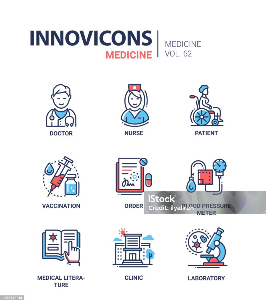 Medicina - linha conjunto de ícones de design - Vetor de Ícone de Computador royalty-free