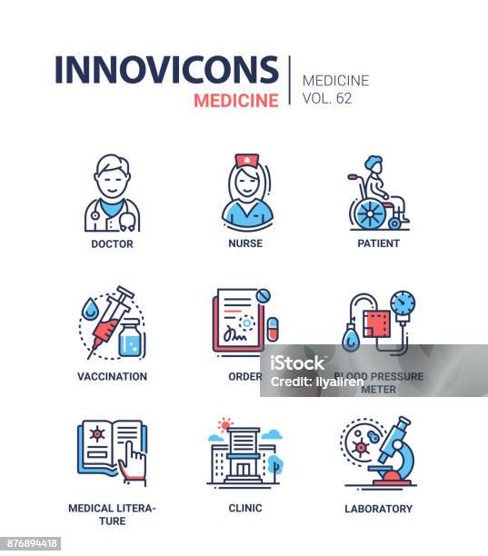 Vetores de Medicina Linha Conjunto De Ícones De Design e mais imagens de Ícone de Computador - Ícone de Computador, Saúde e Medicina, Doutor