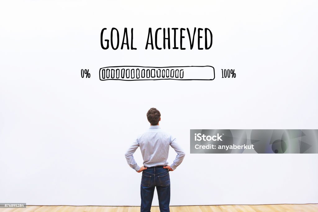 goal achieved progress loading bar goal achieved progress loading bar, concept of achievement process Goal - Sports Equipment Stock Photo