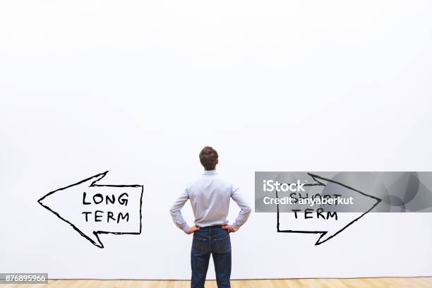 Long Term Vs Short Term Stock Photo - Download Image Now - Text, Long, Short - Length