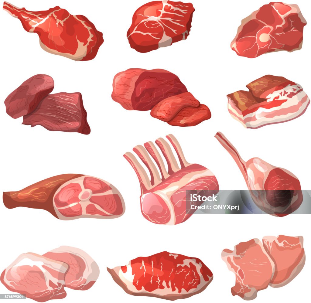 Thịt Cừu Thịt Bò Và Các Hình Ảnh Thịt Khác Theo Phong Cách Hoạt ...