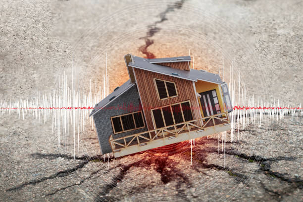 Earthquake crisis house risk insurance concept stock photo