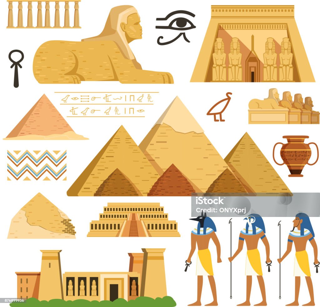 Pyramid of egypt. History landmarks. Cultural objects and symbols of egyptians Pyramid of egypt. History landmarks. Cultural objects and symbols of egyptians. Egyptian landmark pyramid architecture, vector illustration Egypt stock vector