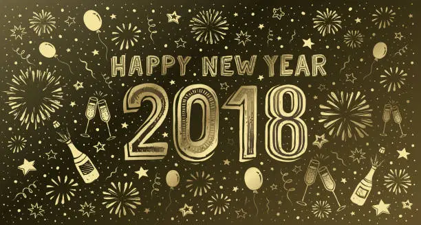 Vector illustration of gold new year's day card