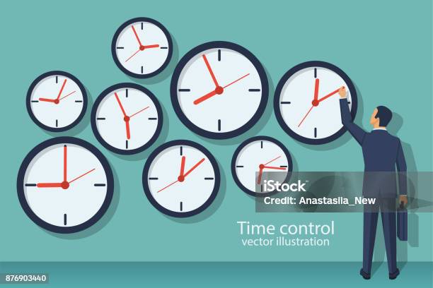 Time Control Concept Stock Illustration - Download Image Now - Clock, Manager, Time