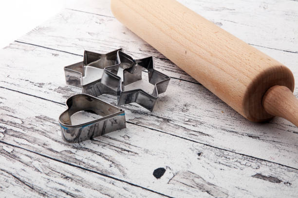 istock Baking utensils for cookie on wooden background. 876906386