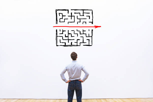 problem and solution concept problem and solution concept, business man thinking about exit from complex labyrinth super fast stock pictures, royalty-free photos & images
