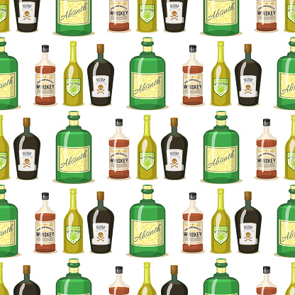 Alcohol Strong Drinks In Bottles Cartoon Glasses Seamless Pattern Background Whiskey Cognac Brandy Wine Vector Illustration Stock Illustration - Download Image Now - iStock Alcohol Strong Drinks In Bottles Cartoon Glasses Seamless Pattern Background Whiskey Cognac Brandy Wine Vector Illustration Stock Illustration - Download Image Now - iStock