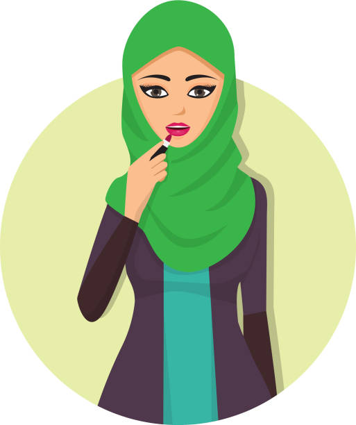 hijab 벡터 일러스트 레이 션에 아랍어 여자 성인 문자 아라비아 아시아 국적 이슬람 여자 얼굴 - 파키스탄 일러스트 stock illustrations
