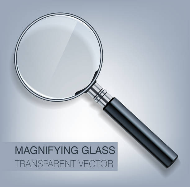 illustrations, cliparts, dessins animés et icônes de vector loupe avec surface en verre transparent - low scale magnification magnifying glass vector glass