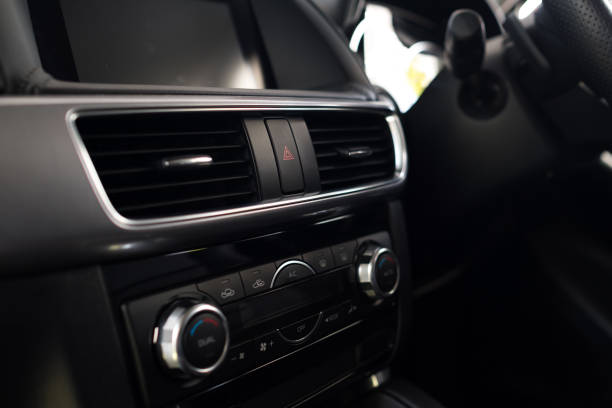 interior of a modern car, car air conditioner - car air conditioner vehicle interior driving imagens e fotografias de stock