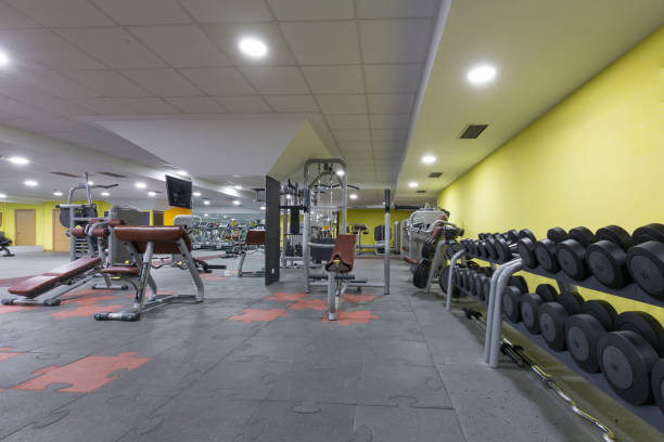 istock Interior of a gym with equipment 876927256