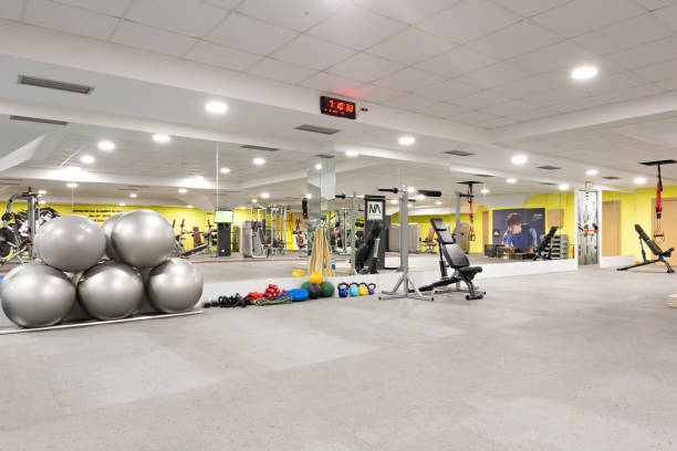 istock Interior of a gym with equipment 876928128