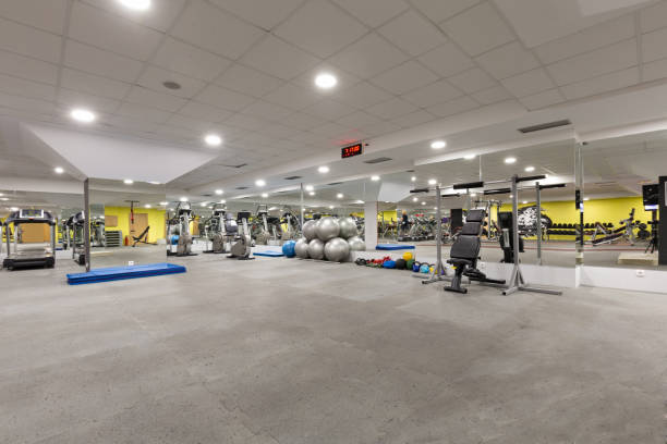 istock Interior of a gym with equipment 876930688