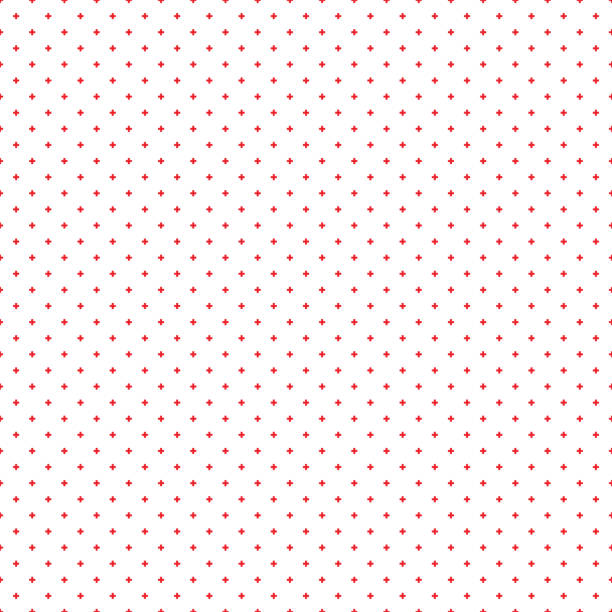 istock Abstract seamless pattern with red crosses on white background. Modern Swiss design in bauhaus style 876930798