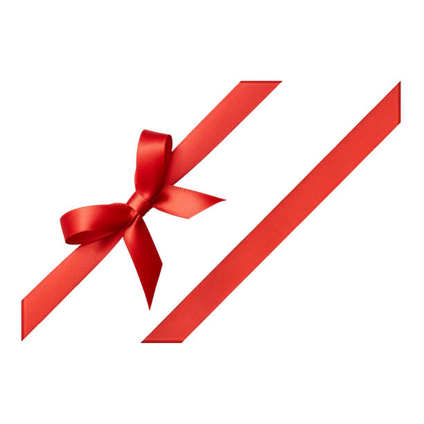 Red gift ribbon tied in a bow on white background, cut out