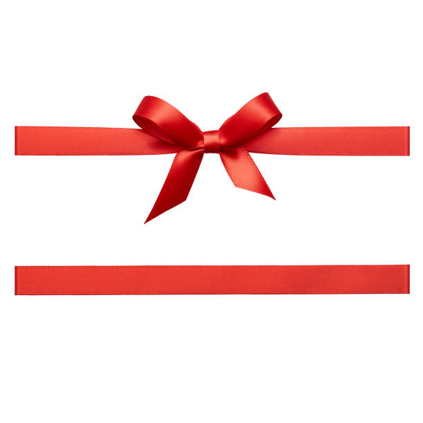 istock Red gift ribbon tied in a bow on white background, cut out 876931026