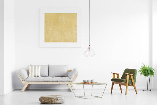 Grey sofa in living room