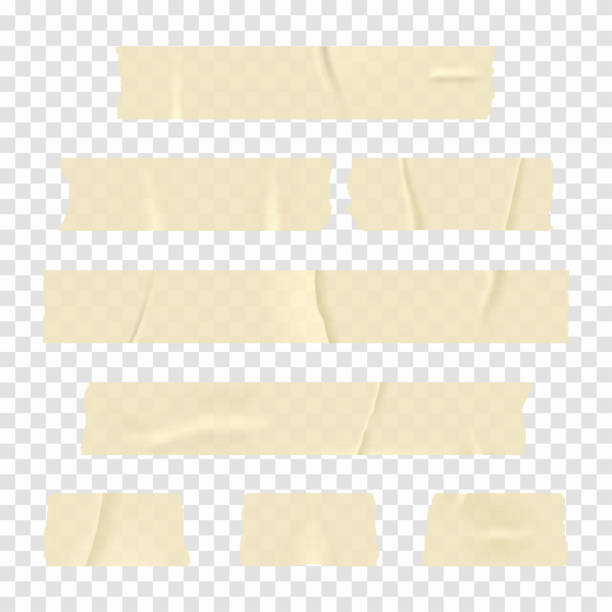 Adhesive tape. Set of realistic sticky tape stripes isolated on transparent background. Vector
