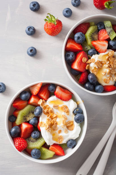 istock fruit berry salad with yogurt and granola for healthy breakfast 876934462