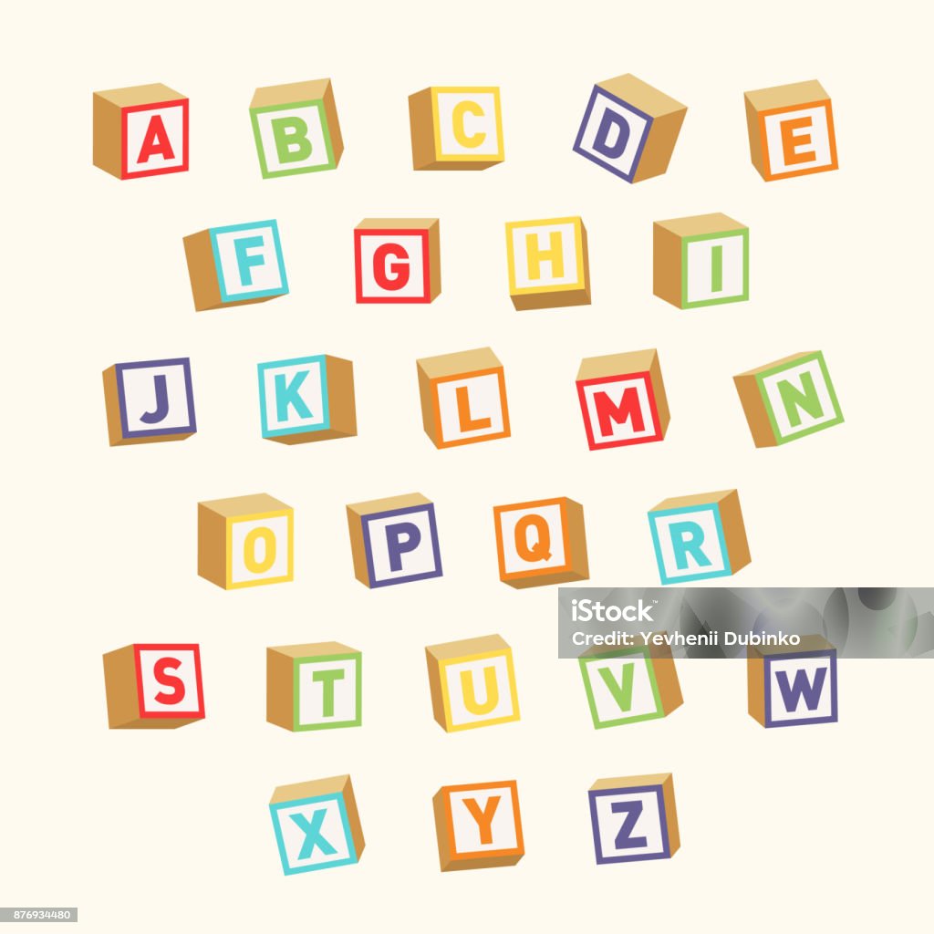Alphabet. Colorful toy blocks, font for children education Alphabet. Colorful toy blocks, font for children education. Vector Toy Block stock vector