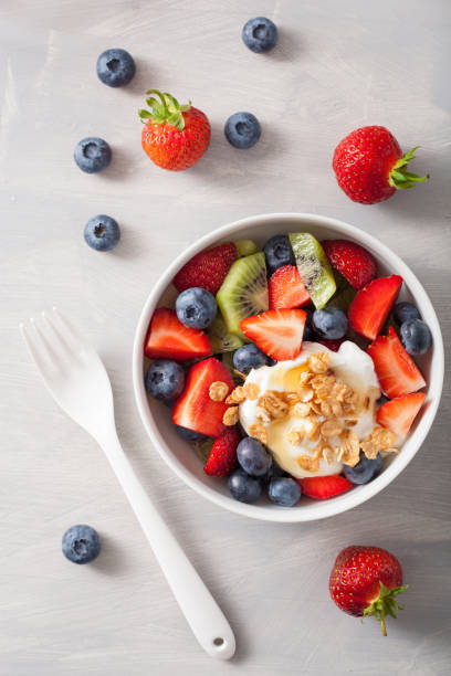 istock fruit berry salad with yogurt and granola for healthy breakfast 876938278