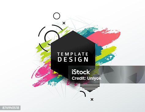 istock Design abstract  rhombus banner with a geometric background and texture of the spots and pattern. Template for presentation, brochure, flyer with polygonal  diamond frame and particles on backdrop. 876940518