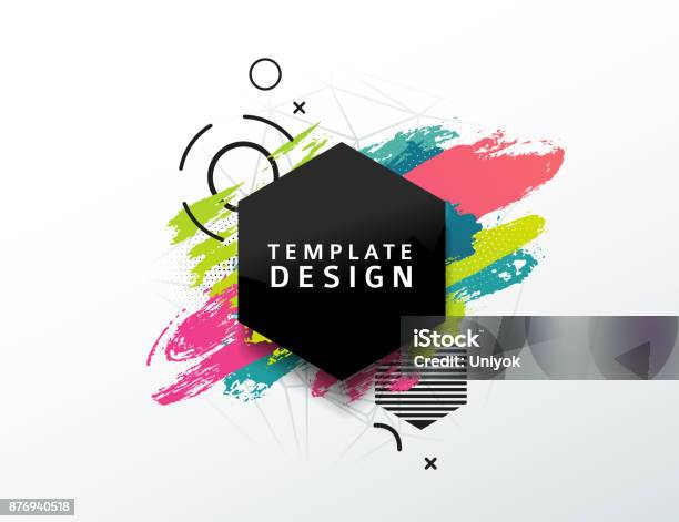 Design Abstract Rhombus Banner With A Geometric Background And Texture Of The Spots And Pattern Template For Presentation Brochure Flyer With Polygonal Diamond Frame And Particles On Backdrop Stock Illustration - Download Image Now