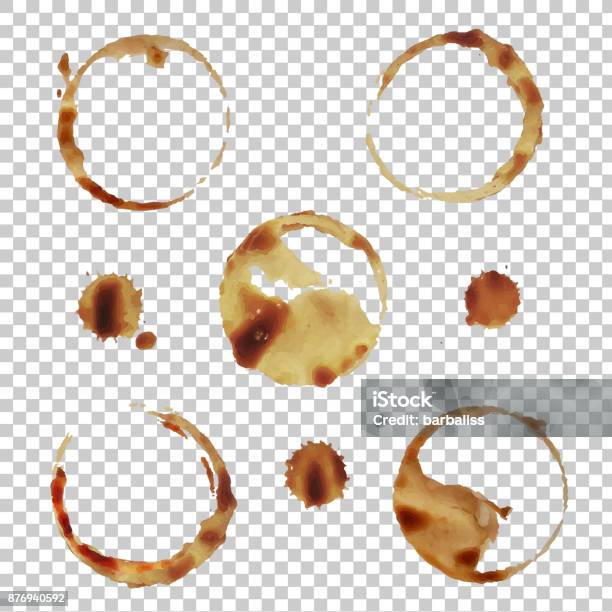 Coffee Stain Set Isolated Stock Illustration - Download Image Now - Stained, Cafe, Vector