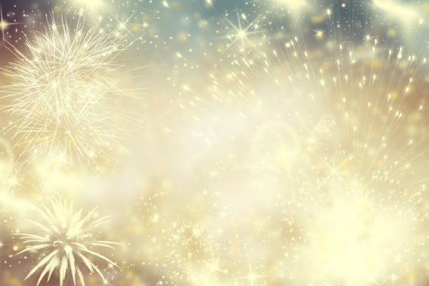 istock fireworks at New Year and copy space - abstract holiday background 876941668
