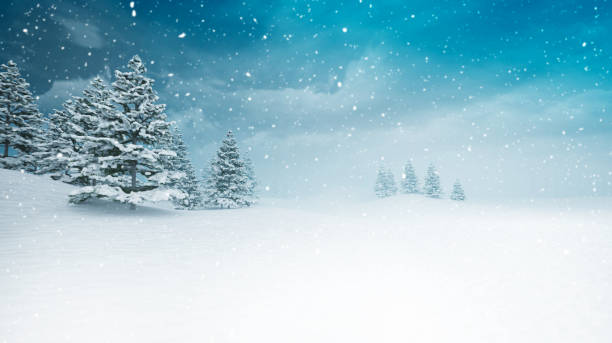 istock snow covered peaceful winter landscape at snowfall 876949772