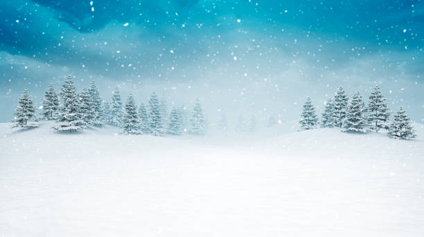 istock snow covered open winter landscape at snowfall 876949932