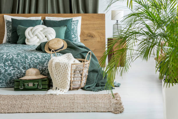 istock Hat and luggage in bedroom 876954016