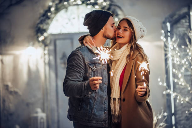 istock Young romantic couple is having fun outdoors in winter 876958380