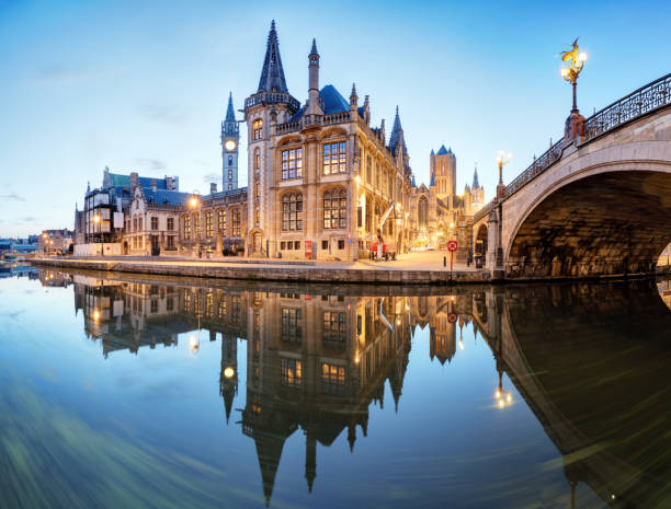 istock Ghent, Belgium during night, Gent old town 876965306