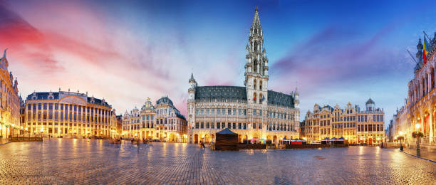 istock Grand Place in Brussels in night, Belgium 876965470